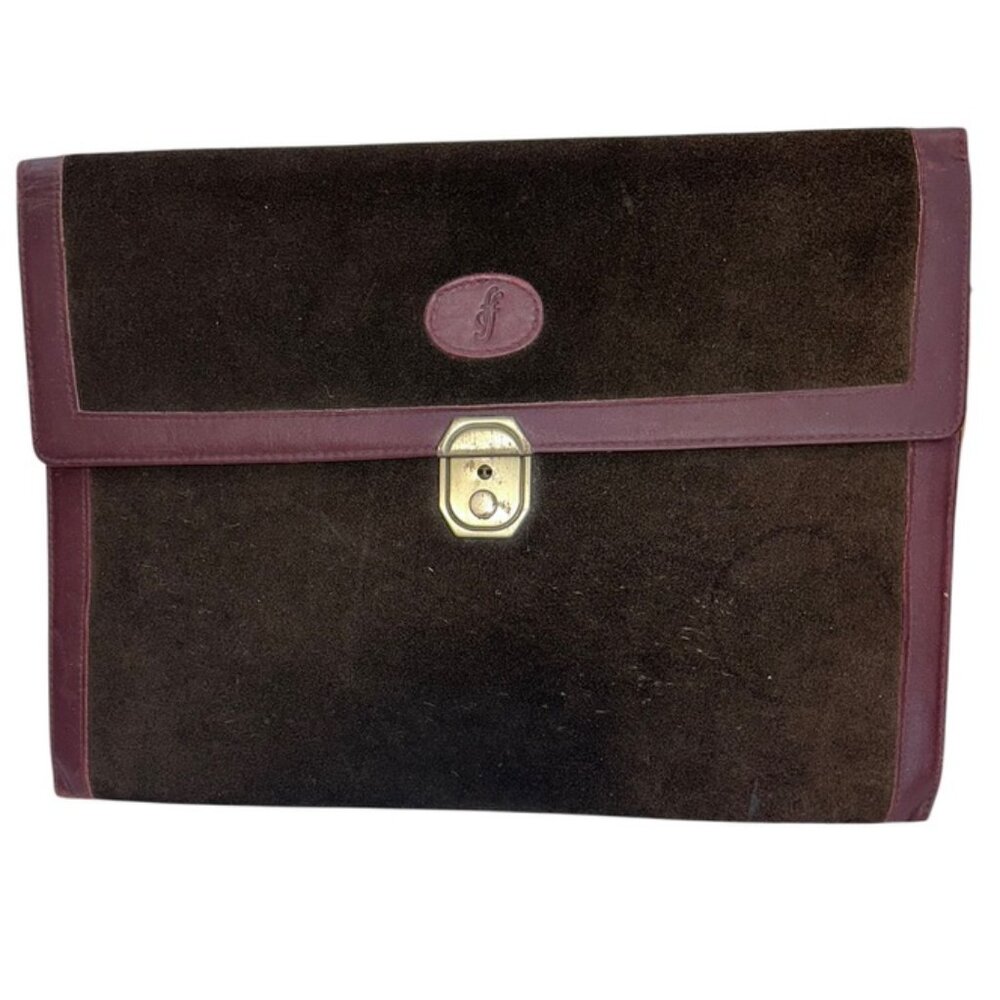 filofax vintage brown leather suede cordovan trim document holder case